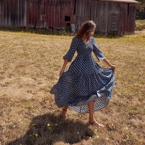 Christy Dawn The Basil Maxi Dress in Sea Block - Size XS/S